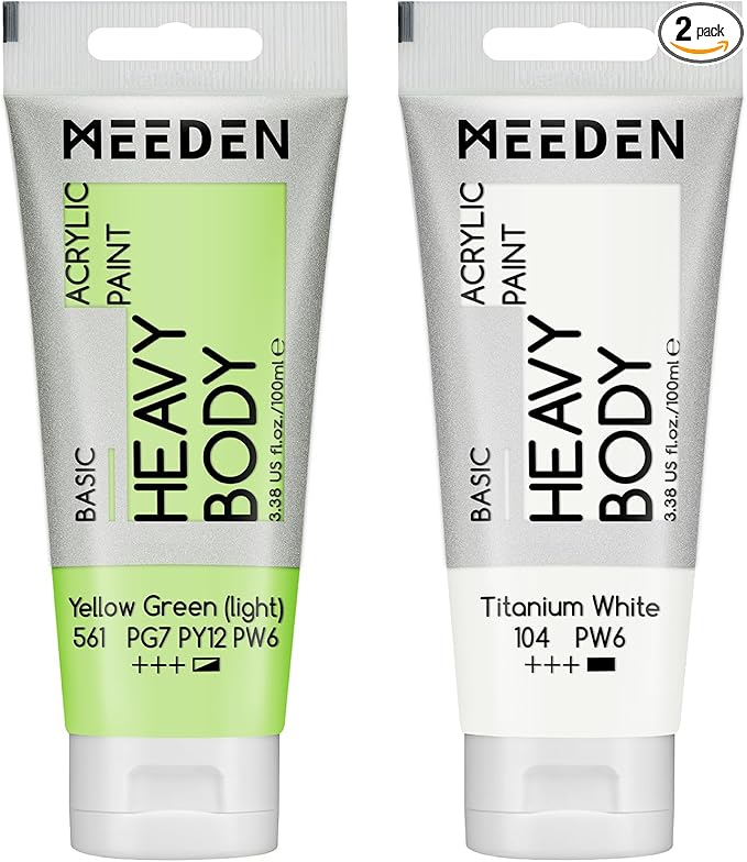MEEDEN Acrylic Paint Yellow Green Light: 100ml/3.38oz Heavy Body Acrylic Paint by MEEDEN