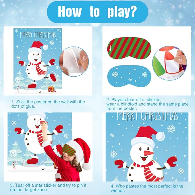 ASTARON Pin The Snowman Nose Christmas Pin The Tail Party Games Activities - Image 4