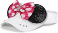 Adult Size Mouse Ears Visors for Women, Adjustable Sun Visor Hat Baseball Cap with Sequin Mouse Ears Bow for Theme Park Decor