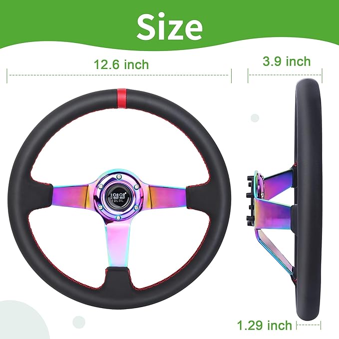 10L0L Golf Cart Steering Wheel, Universal Design Fit for Yamaha, EZGO RXV & TXT, Club Car DS, Club Car Precedent Tempo, Most Golf Cart (Color Coal Black)