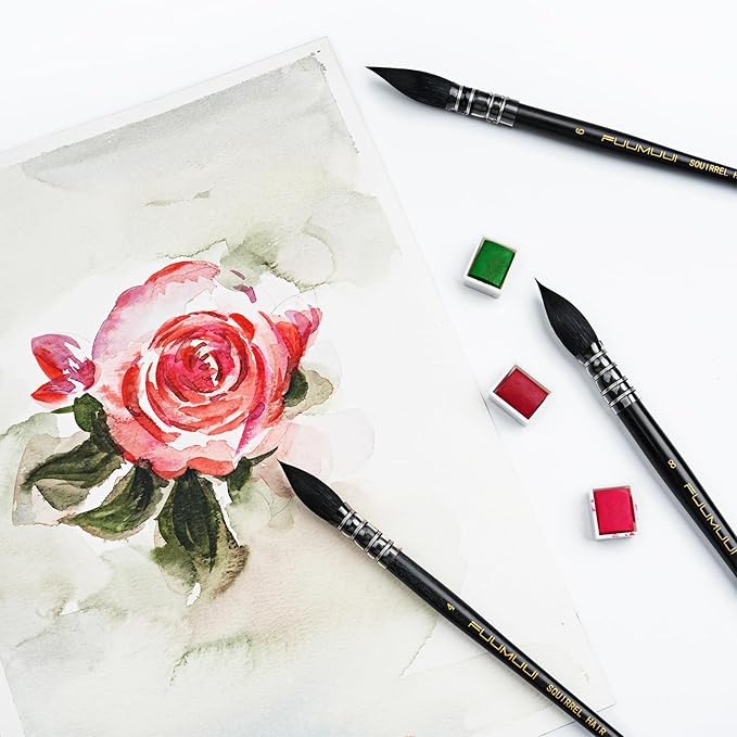 3PCS Squirrel Hair Watercolor Brushes, Fuumuui Professional Mop Round Quill - Image 7