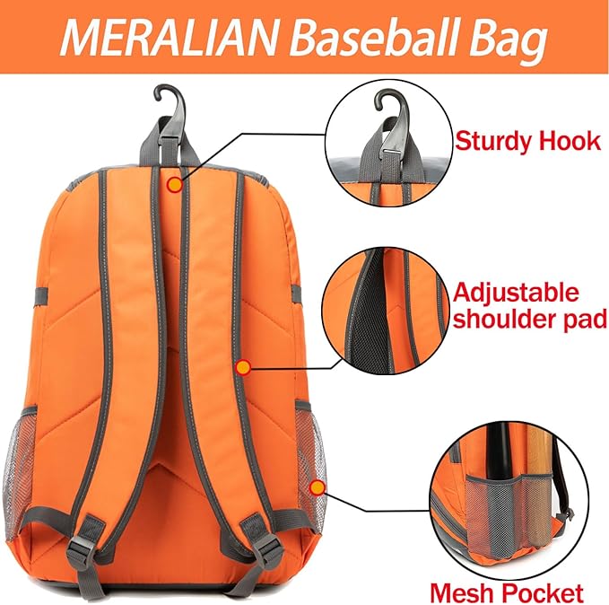 Baseball Bag - Lightweight Softball & T-Ball Backpack with Shoe Compartment for Equipment & Gear