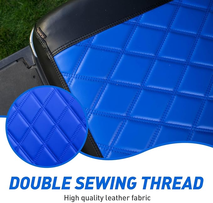 NOKINS Golf Cart Diamond Seat Covers Kit, Fit for Yamaha Drive/Drive 2 OEM Standard Front Seat Cushion, Golf Cart Vinyl Seat Cover, No Nails Required (Blue and Black)