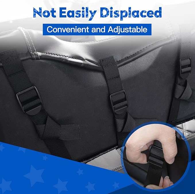 4PCS Golf Cart Seat Covers Kit, Front and Rear Seat Covers,Vinyl Seat Covers Accessories, No Staples（Black&Brown Stitch） (Fits EZGO TXT 1994-2013/EZGO RXV)