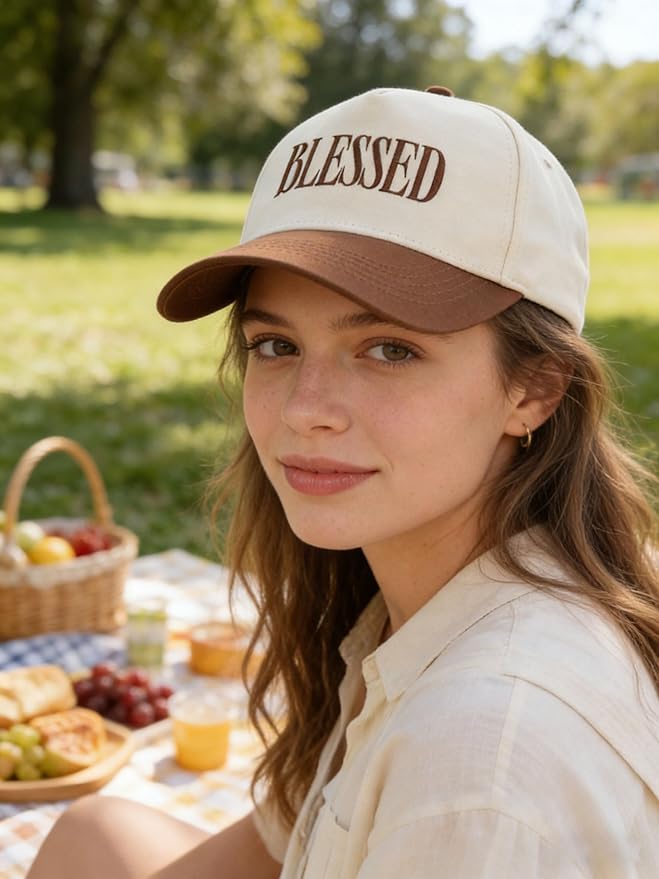 Blessed Trucker Hat, Vintage Embroidered Christian Baseball Caps for Men & Women, Trendy Religious/Birthday Gifts