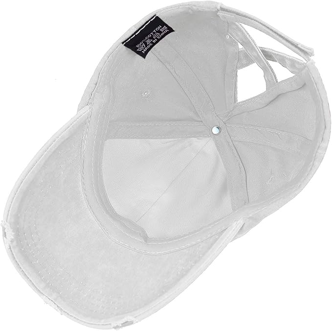 Womens Criss Cross Ponytail Baseball Cap Distressed Ponytail Hat High Messy Bun Trucker Ponycap for Outdoor Sports