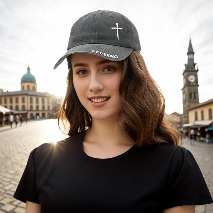 Cross Jesus Hat with Gifts Box, Embroidered Religious Baseball Cap, Christian Gifts for Men Women