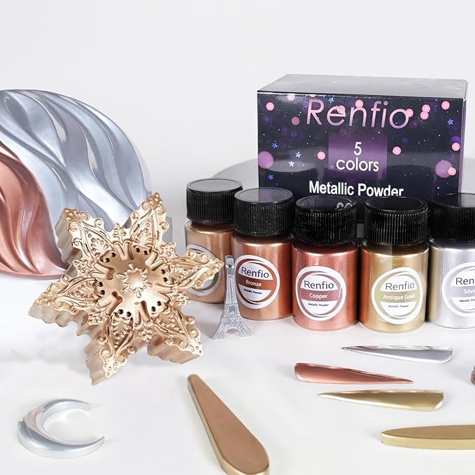 Renfio Metallic Pigment Powder, 5 Colors Gold Mica Powder - Image 6