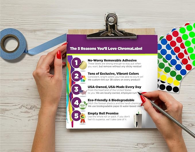 ChromaLabel 1 Inch Round Label Removable Color Code Dot Stickers, 1000 Labels - Image 2