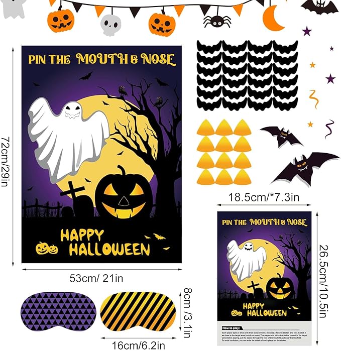 ASTARON Halloween Party Games, Pin The Mouth on Ghost Halloween Party - Image 2