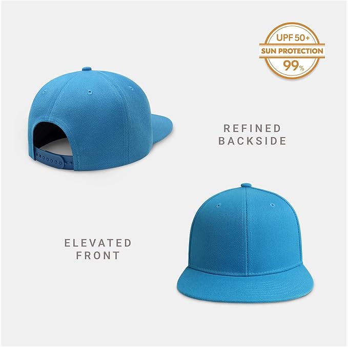 CHOK.LIDS Flat Bill Visor Classic Snapback Hat Blank Adjustable Brim High Top End Trendy Color Style Plain Tone Baseball Cap