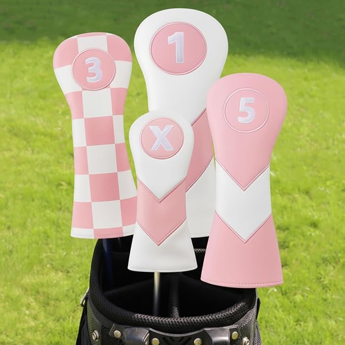 16 Pcs Golf Accessories Kit Include 4 Pcs Golf Club Head Covers, Ball Bag with Hook Towel Magnetic Ball Marker Tees Divot Tool Cleaner Brush for Gifts