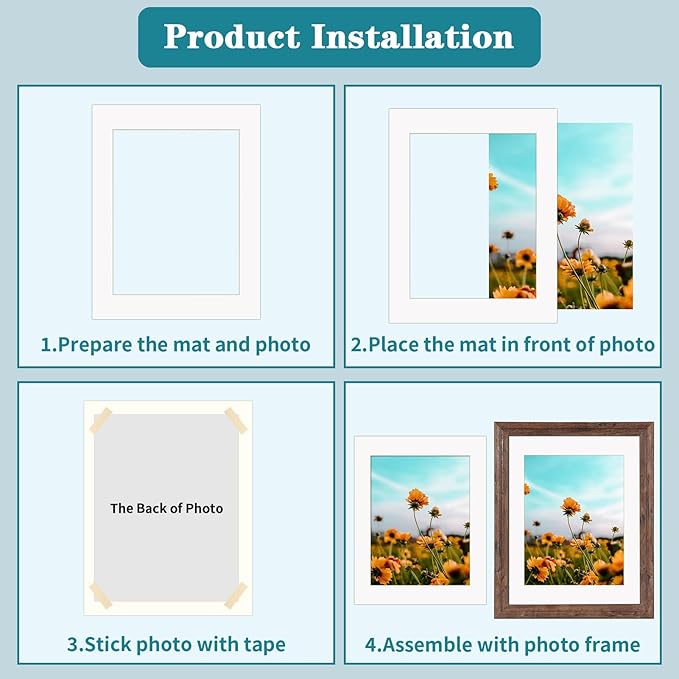 ZBEIVAN 12 Packs White and Black Colors 11x14 Picture Frame Mats - Image 5