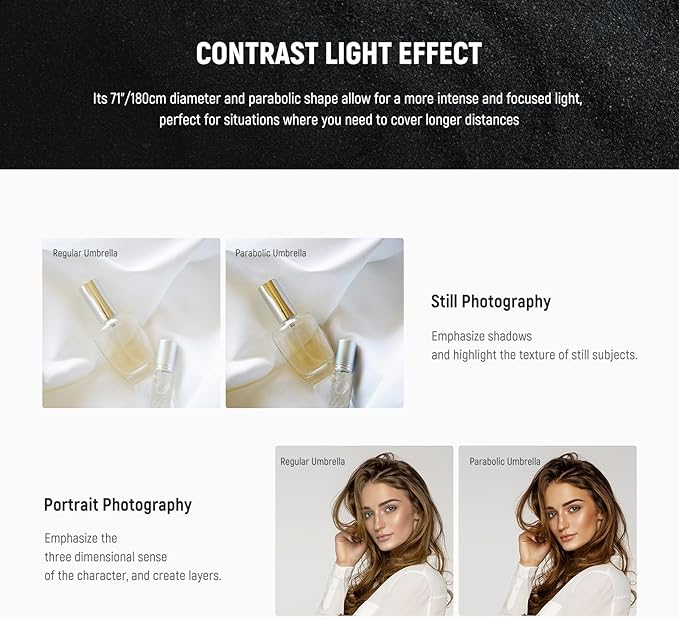NEEWER 71"/180cm Parabolic Reflective Umbrella Photography - Image 3