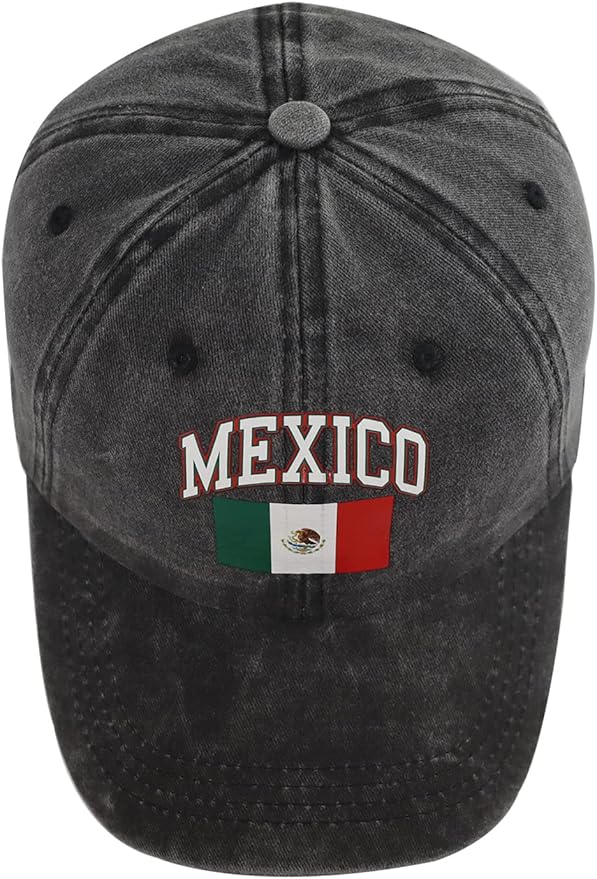 Mexico Flag Hat for Men Women, Print Adjustable Cotton Mexican Patriotic Baseball Cap