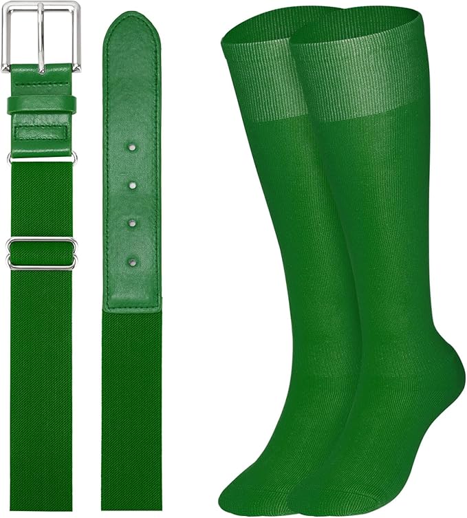 XZQTIVE Baseball Softball Socks and Baseball Softball Belt Combo Set Knee-High Soccer Socks for Kids Youth Adult