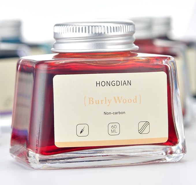 Hongdian Fountain Pen Bottled Ink Burly Wood Color, 60ml Non Carbon Inkwell - Image 4