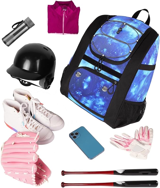 MATEIN Softball Bag, Lightweight Baseball Backpack with Shoe Compartment, Baseball Bag with Fence Hook for TBall Bat & Equipment, Softball Gifts Catchers Backpack for Women Fit Catcher’s Mitt, Helmet