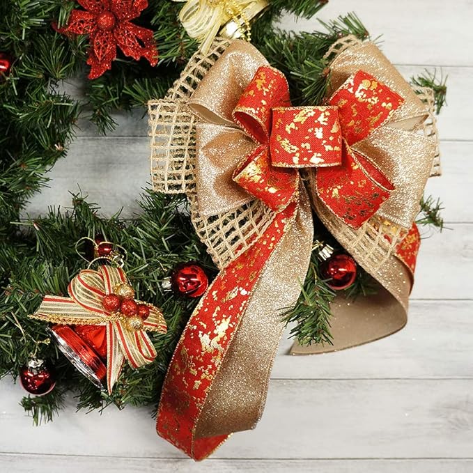 CT CRAFT LLC Glitter Wired Ribbon 2.5" x 10 Yards Gold - Image 4