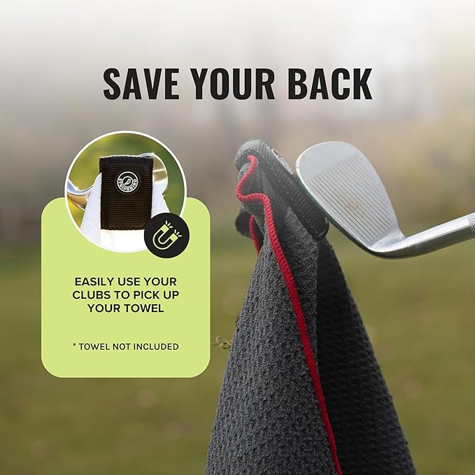 Stripebird Magnetic Clip for Any Towel (Black) - Highest Strength Magnet for Golf Towel - Removable - Golf Towels for Men