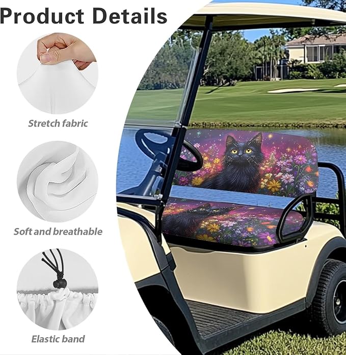 Suobstales Golf Cart Front and Rear Seat Cover Set for EZGO TXT RXV & Club Car DS 2 Passenger, Washable Bench Seat Covers Kit