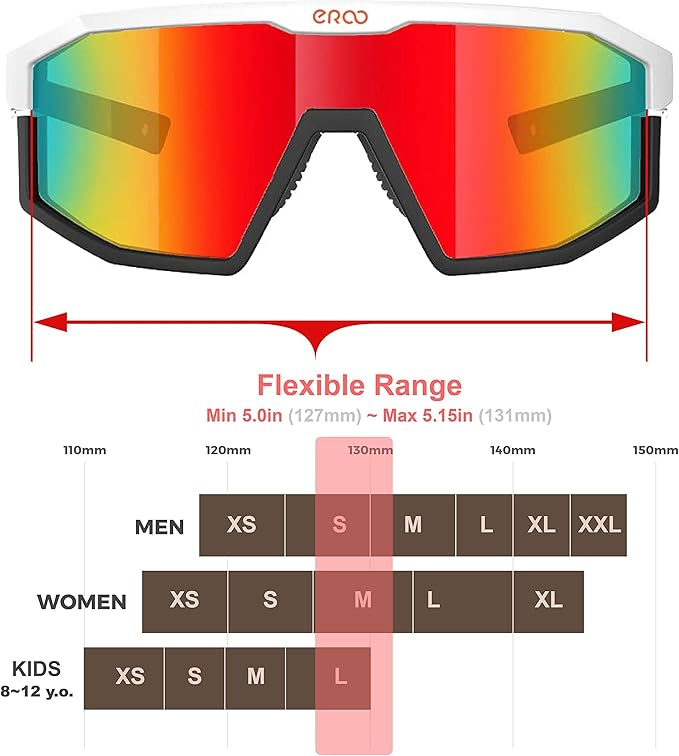 Eazyrun Kids Polarized Sports Sunglasses for Age 8-12 Youth Baseball Softball Cycling Glasses UV Protection for Boy Girl