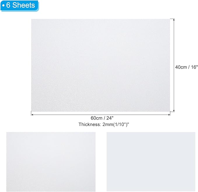 PATIKIL 2mm Thick Non Adhesive Glitter Foam Sheet 16x24inch White, EVA Shiny - Image 2