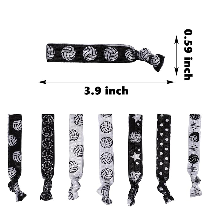 YKW 32 Pack Volleyball Headbands Hair Ties No Crease Elastic Sports Hair Accessories for Women Girls Players - Team Gifts Volleyball Party Favors Black White Sports Ribbon Ponytail Holders