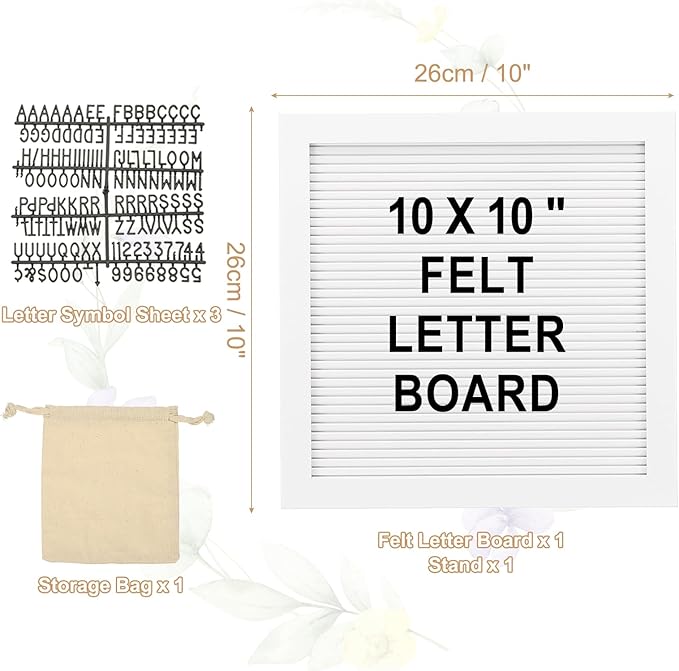 PATIKIL Felt Letter Board, 10x10Inches White Wooden Changeable Message Board - Image 2