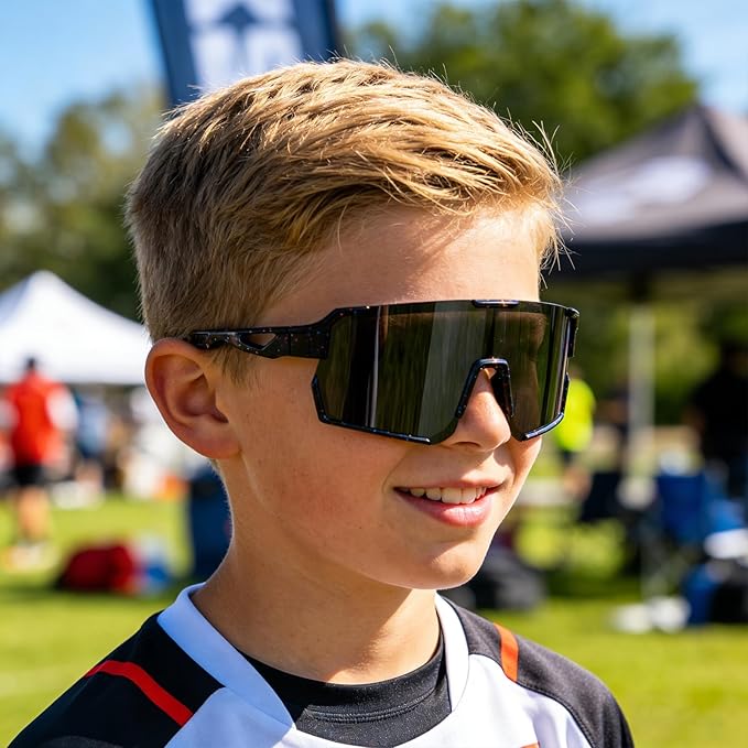 YDAOWKN Kids Sunglasses Youth Baseball Sunglasses Boys Girls Softball Cycling UV400 Protection Sports Goggles