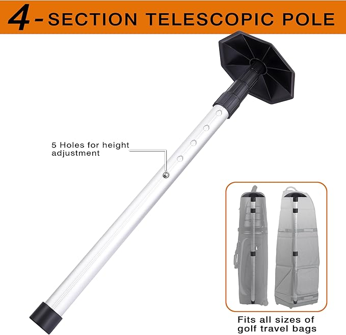 Golf Travel Support Pole,Aluminium Golf Support Rod,Golf Travel Bag Support System to Protect Clubs from Impacts