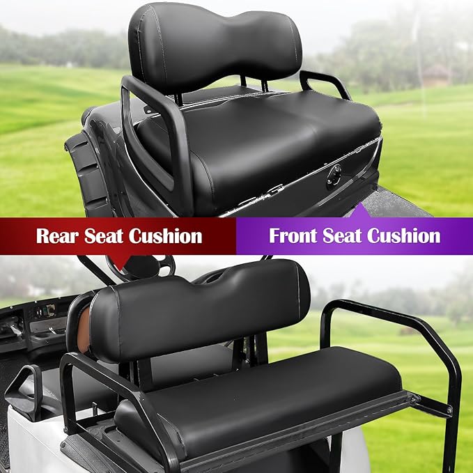 4PCS Golf Cart Seat Covers Kit,Front and Rear Seat Cover for Yamaha Drive/Drive 2 Standard Seat Cushion,Smooth and Simple Style, Waterproof Replacement Seat Cover(Black)