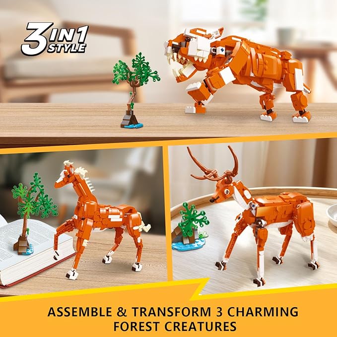 Creator 3 in 1 Building Set, Rebuilds into 3 Different Safari Animal Figures- - Image 2