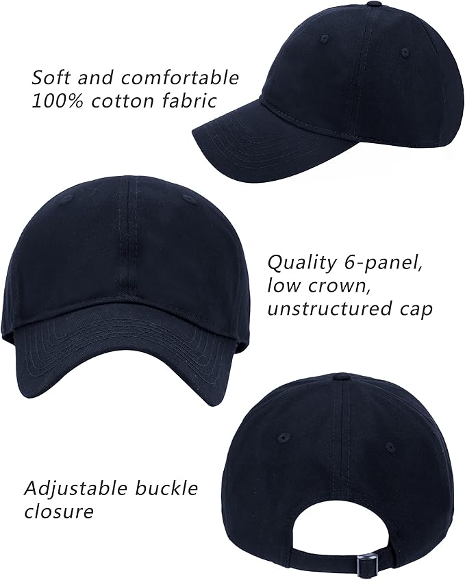 Oversize XXL Baseball Cap for Big Heads 23.6"-25.6", Extra Large Cotton Baseball Hat, Plus Size Unstructured Dad Hats