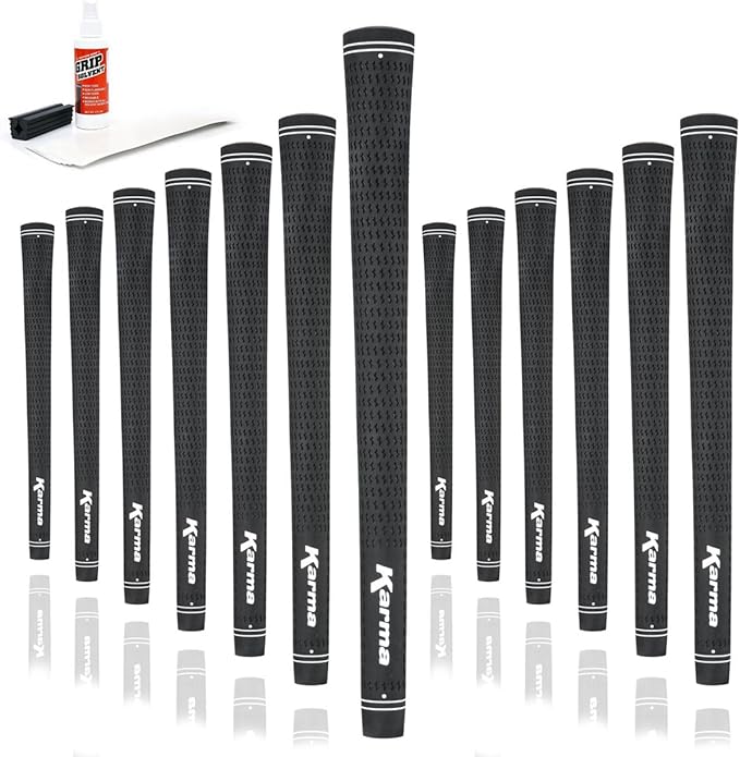 Karma Velour Golf Grips for Men, Women, Juniors | Undersize, Standard, Midsize, Oversize, & Jumbo | 6 Colors | Choose Single, 9, 13 Pack or Golf Club Grip Kit