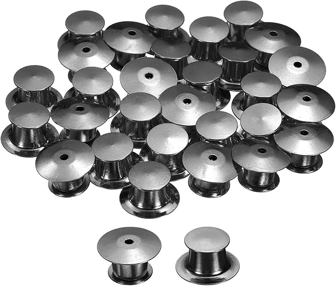uxcell 30Pcs Metal Locking Pin Backs, Pin Keepers Locking Clasp Flat Head Clamp by uxcell