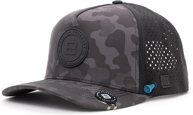BRIMZ Golf Performance Hat - Tee Holder & Magnetic Ball Marker - Breathable, Sweat & Water Resistant Golfing Snapback Hat