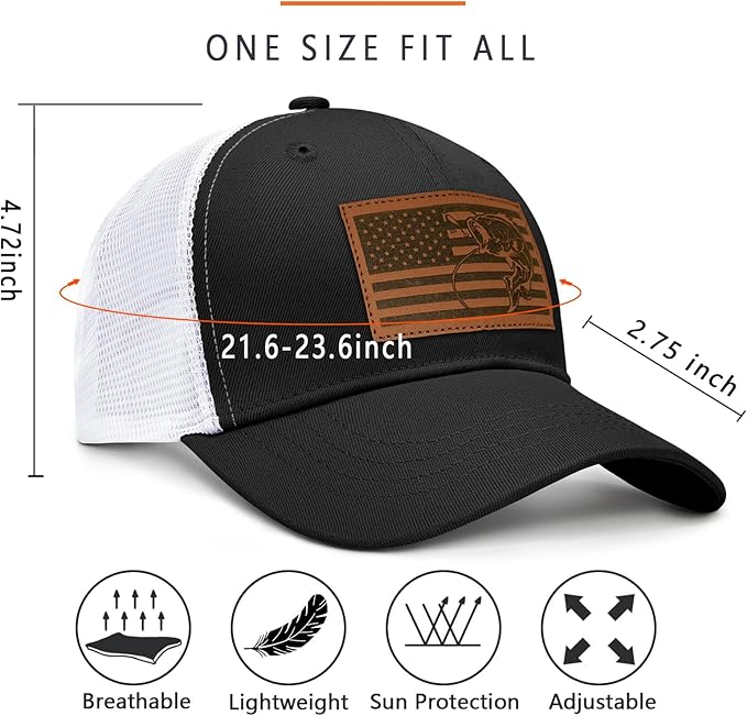 Fishing Hat Fishing Gifts for Men Bass Fish Flag Gear Accessories Stuff Trucker Hat Snapback Baseball Cap