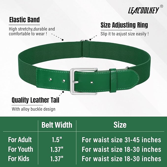 LEACOOLKEY Baseball Belt and Socks Combo Set Adjustable Softball Socks and Elastic Belt for Youth and Adult