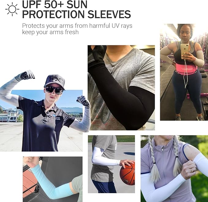 HEGCOIIE UV Sun Protection Arm Sleeves for Men & Women - Tattoo Cover Up - UPF 50 Cooling Sleeve for Golf, Cycling