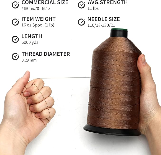 Extra Strong Bonded Nylon Thread #69 Tex70 – 16 OZ, Versatile Stitching Solution - Image 3