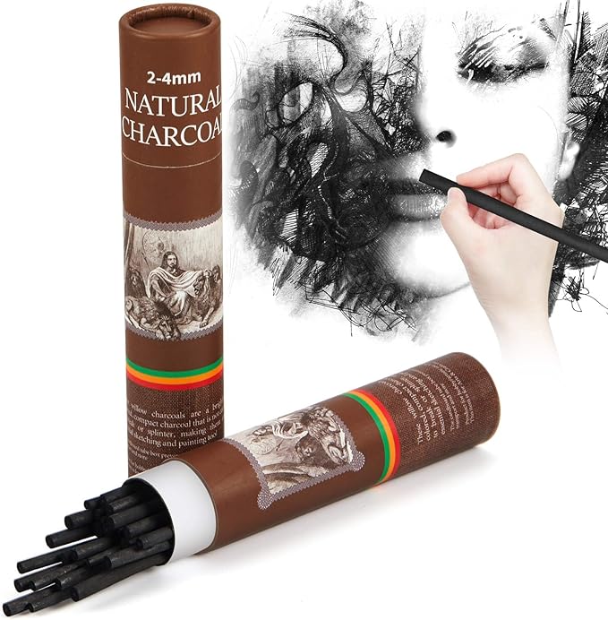 Gueevin 25 Pcs Willow Charcoal Sticks, Willow Charcoal, and Fine Art Christmas by Gueevin