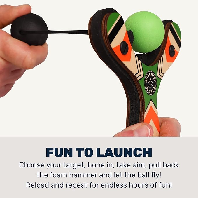Mighty Fun! - Mischief Maker® Wooden Slingshot - Classic Series - Real Wood - Image 5