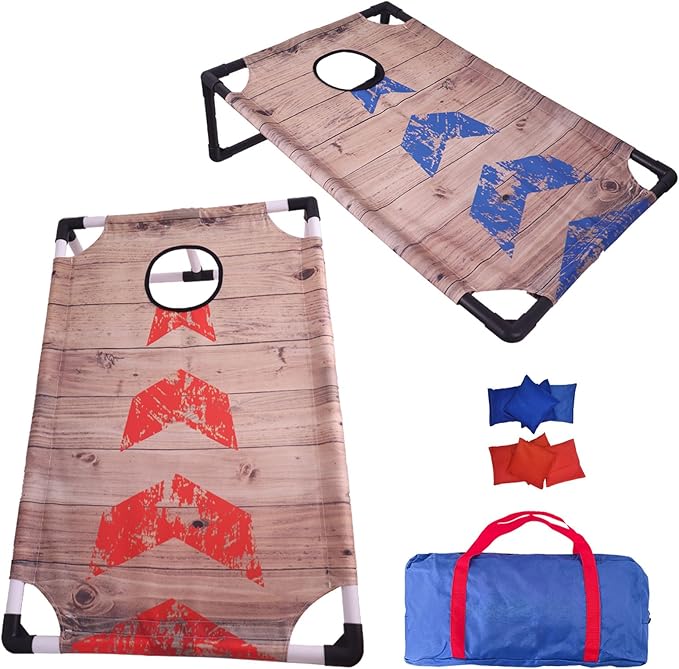 Portable Cornhole Set with 2 Collapsible Cornhole Boards, 8 Cornhole Bean Bags by BASYNOL