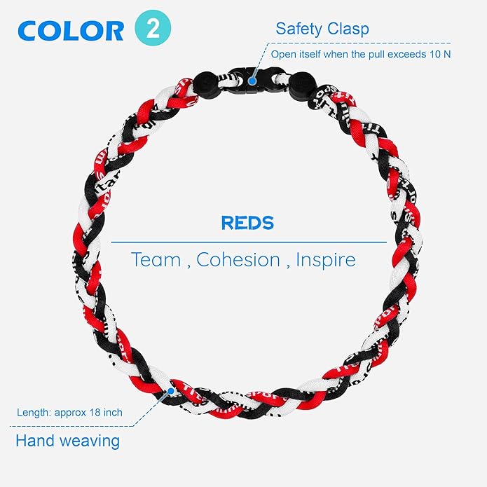 3 pcs Baseball Rope Necklaces, League Team Colors Braided Necklace, Baseball Team Gifts