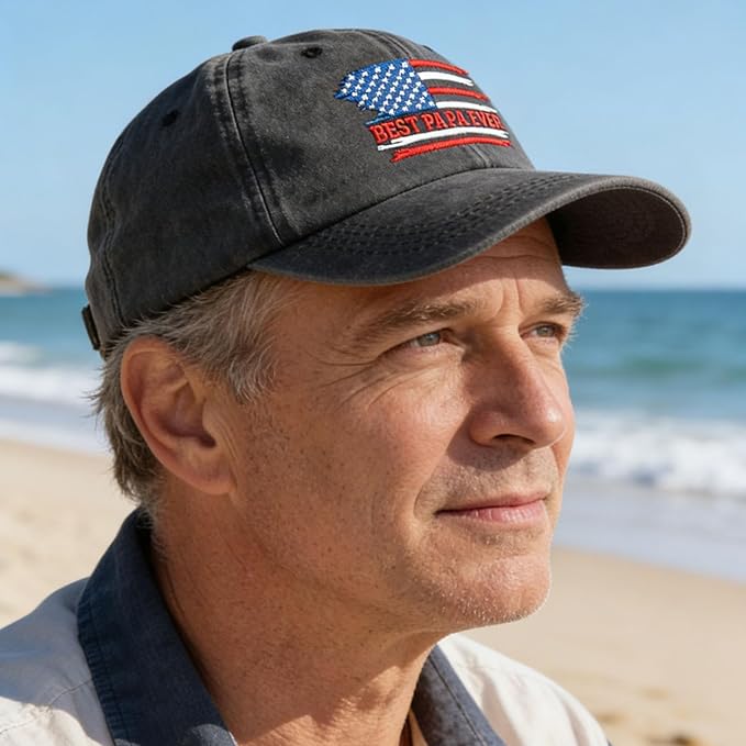 American Flag Patriotic Baseball Cap | Embroidered USA Flag 100% Cotton Adjustable Hat for Men & Women