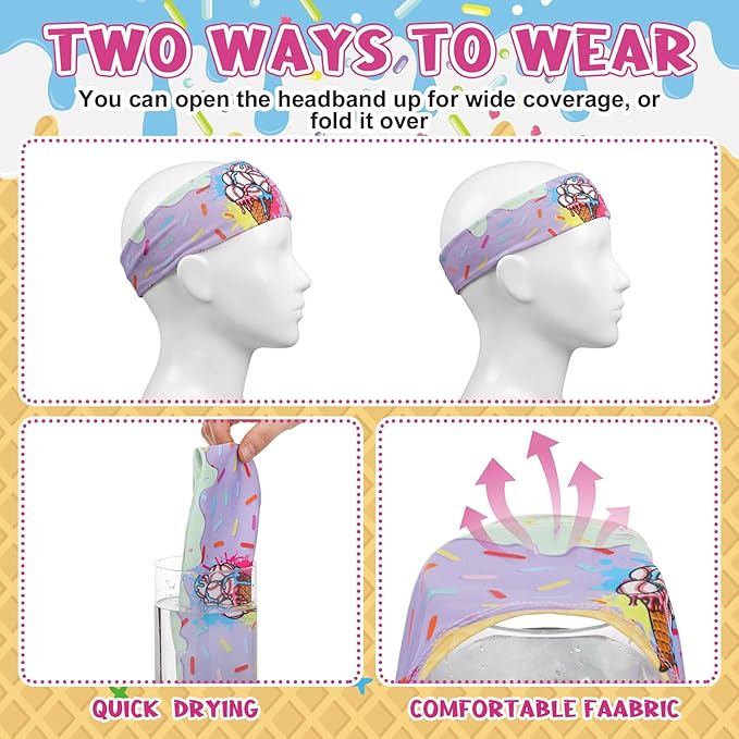 Jecery 12 Pcs Baseball Ice Cream Drip Headbands Youth Birthday Party Favor Sweatband Respect The Drip for Women Men Team Gift