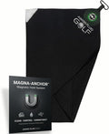 Magnetic 3-Stage Cleaning System Golf Towel - Microfiber Rag with Magnet for Golfcart Bags for Men and Women Golfers Accessories (Black, 16" x 24" Stubby)