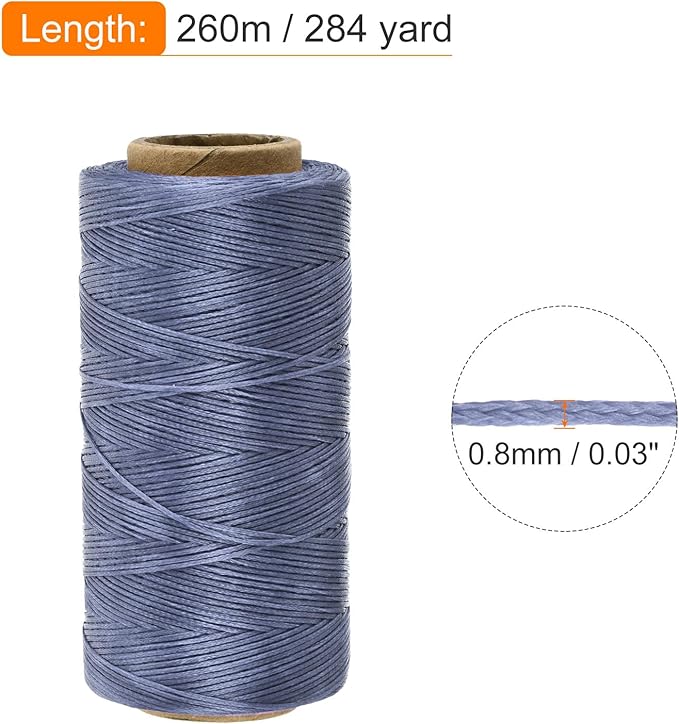 MECCANIXITY Waxed Thread, 284 Yard 0.8mm 150D Flat Wax Thread Polyester Waxed - Image 2