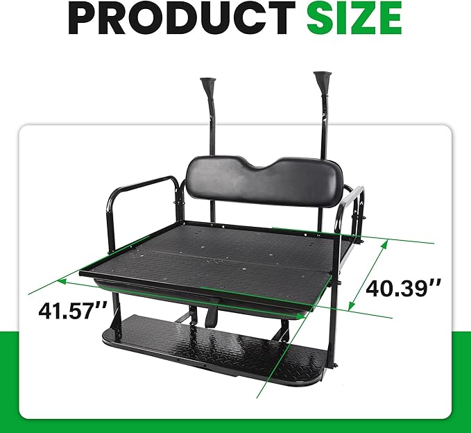ECOTRIC Golf Cart Folding Rear Seat Kit Compatible with Club Car Precedent/Tempo/Onward (2004-UP) Gas or Electric Models Back Flip Seat Black